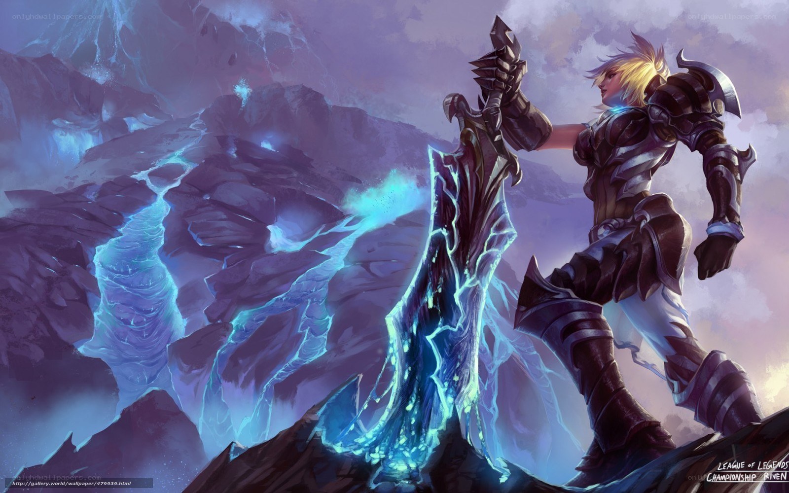 Riven stands with glowing blade