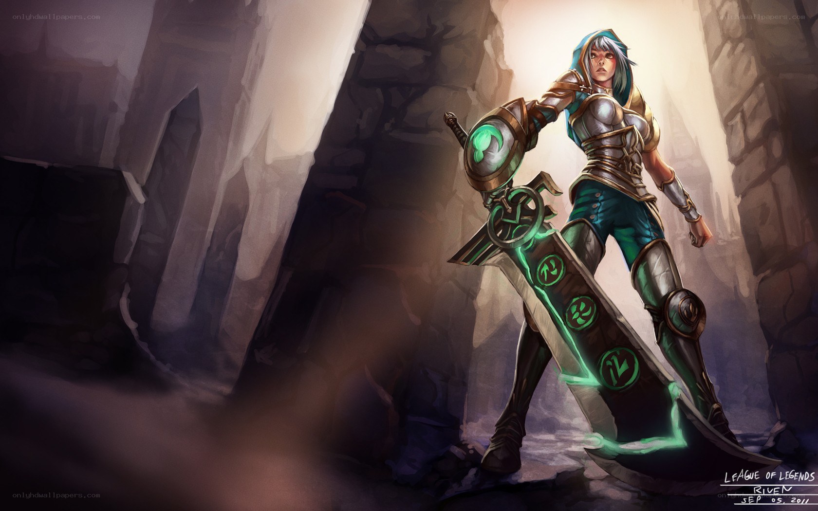 Riven with sword in cave