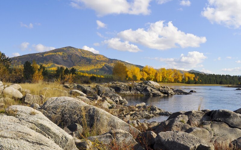 River and autumn mountains