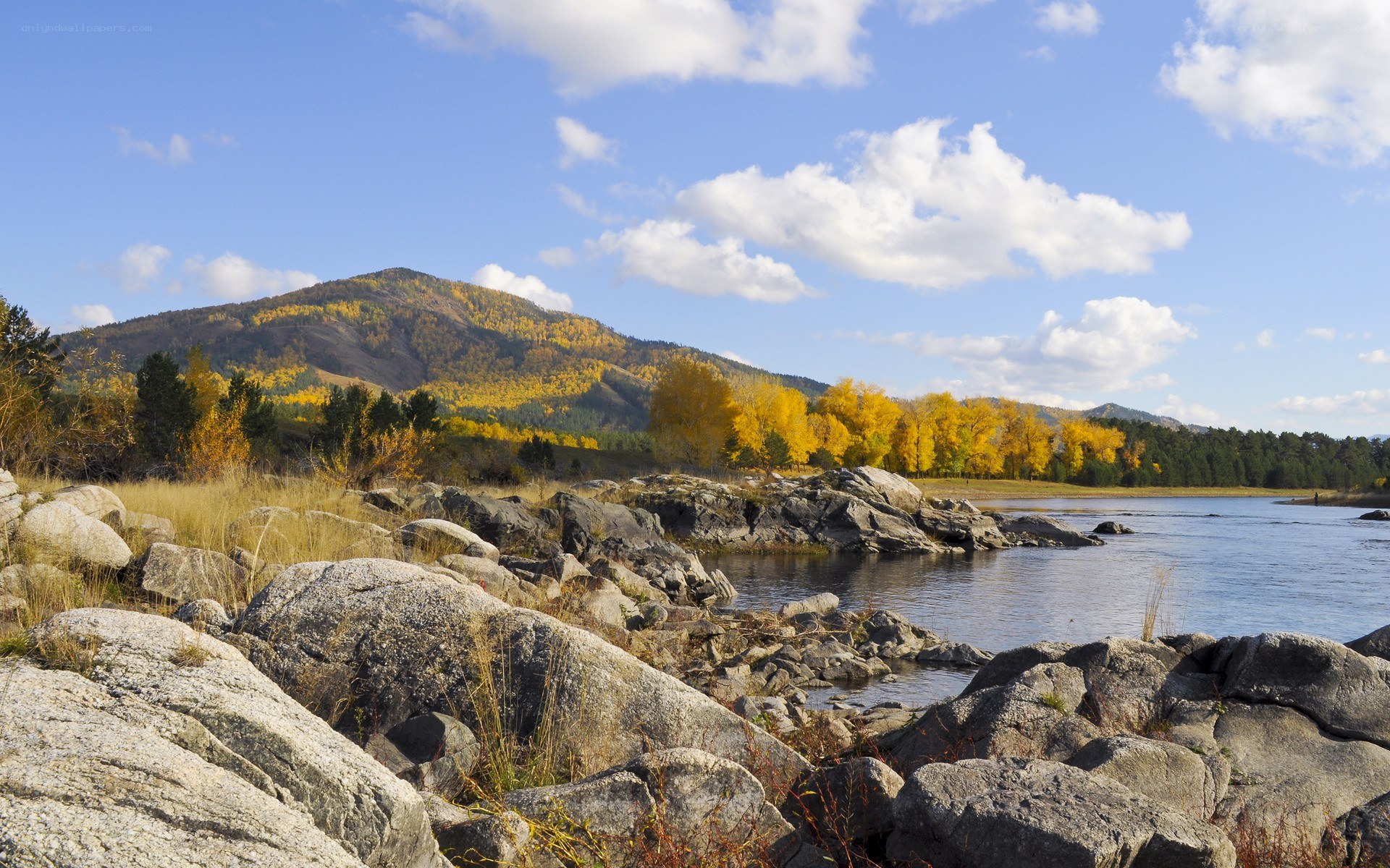 River and autumn mountains