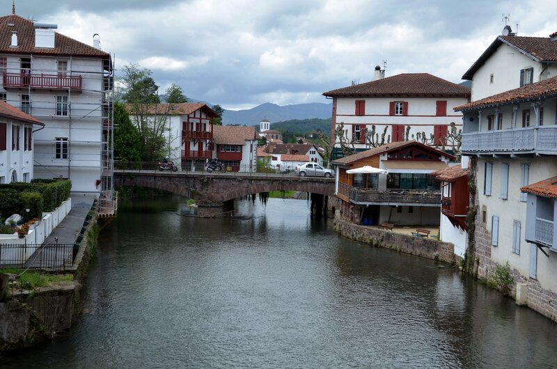 River and bridge in a European town