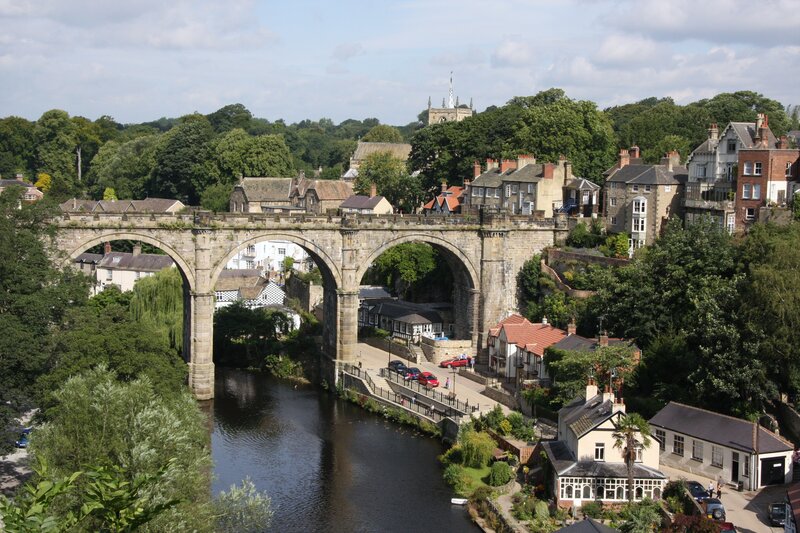 River and bridge in a historic town