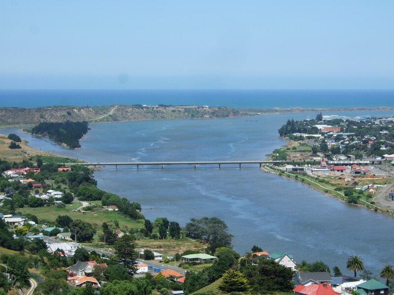 River and bridge in coastal town