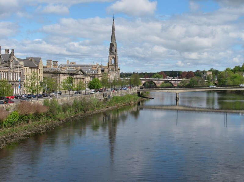 River and Cityscape — Blue