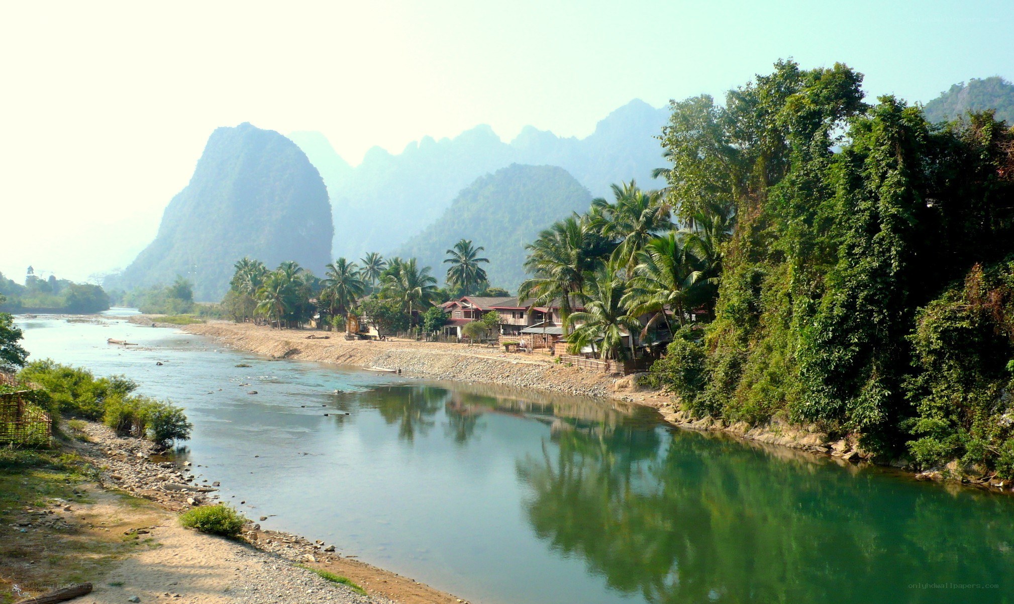 River and karst mountains landscape