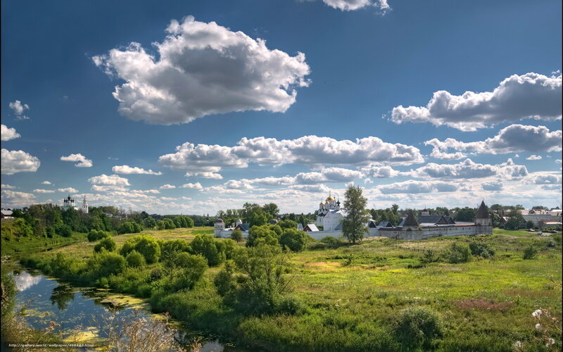 River and monastery landscape