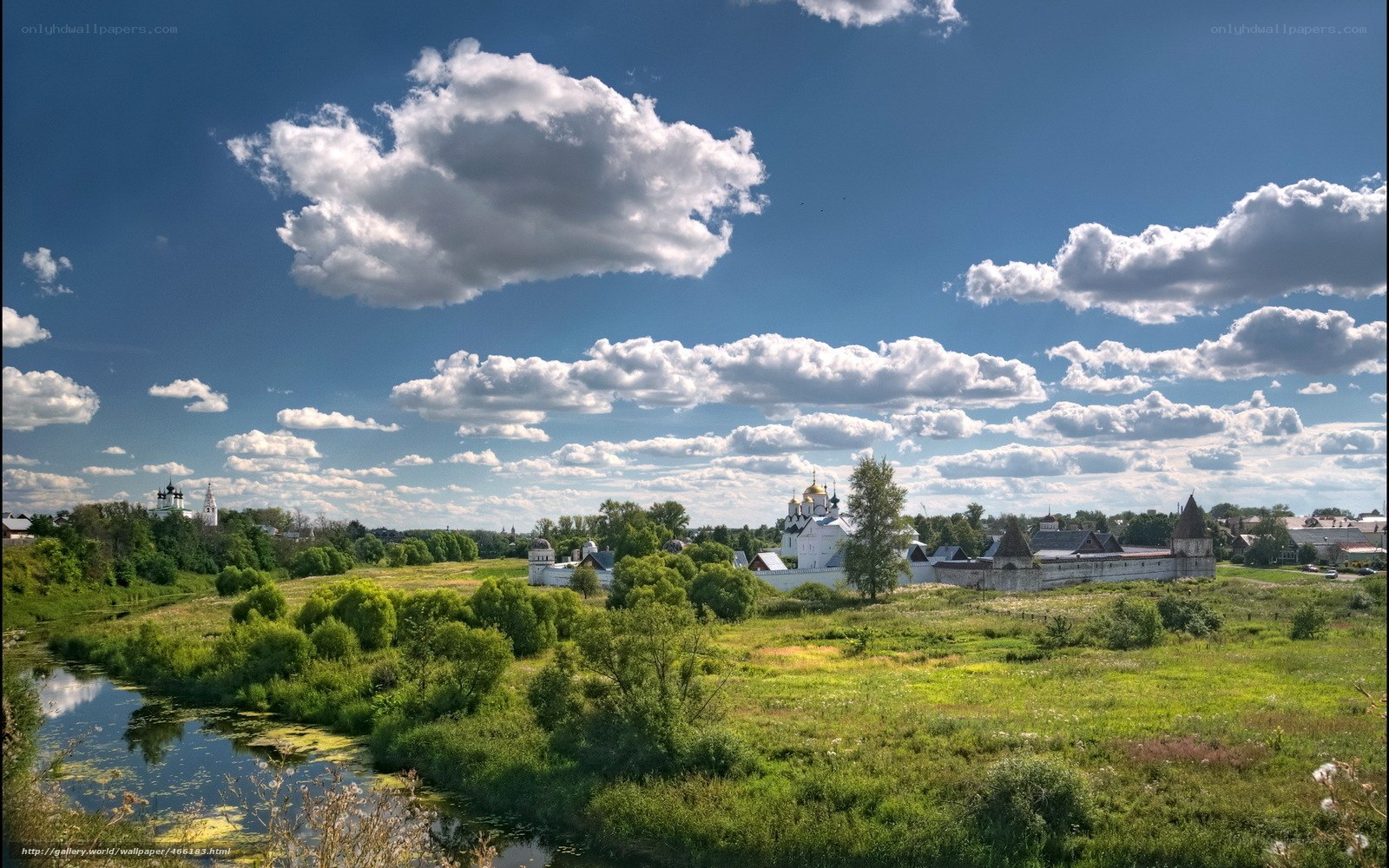River and monastery landscape