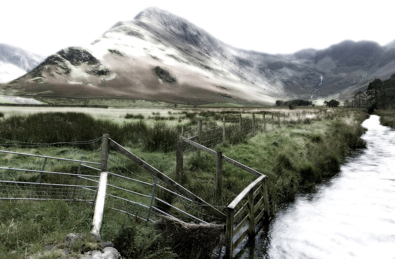 River and Mountain Landscape — Green