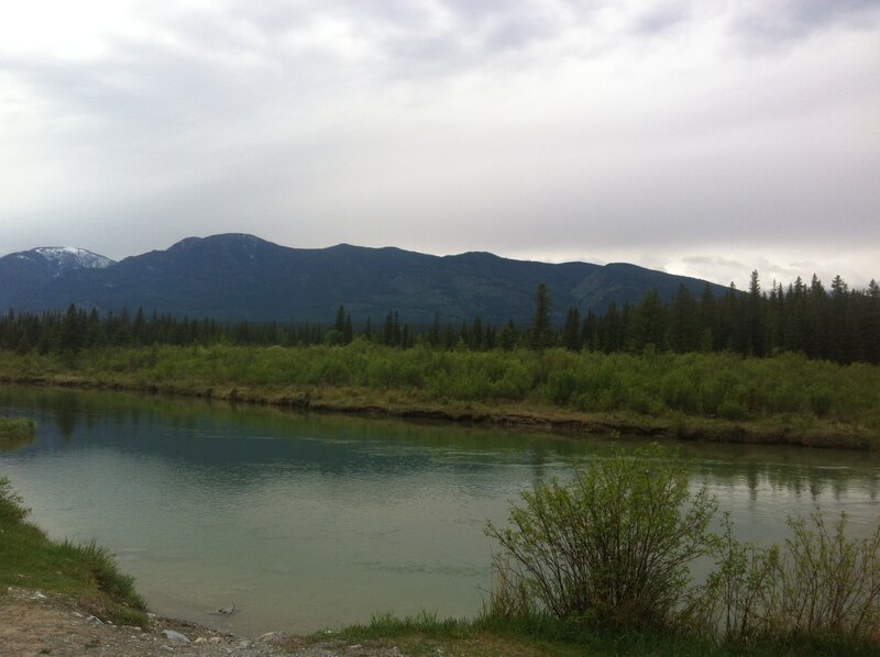 River and Mountains — Green