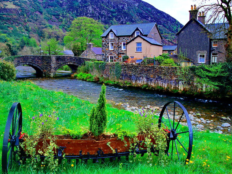 River and Stone Bridge — Green, Serene, Spring