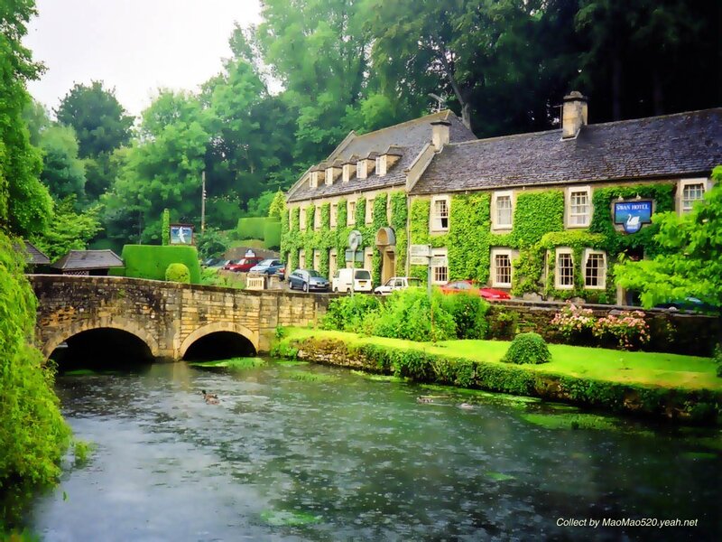 River and Stone Bridge — Green, Serene