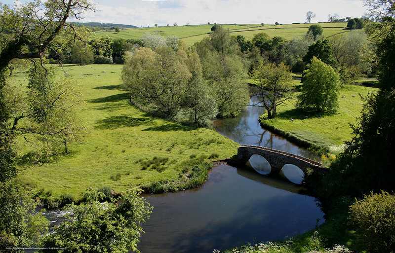 River and stone bridge in countryside