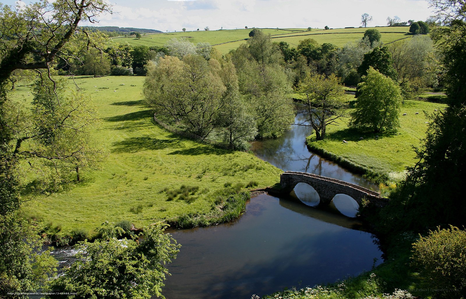 River and stone bridge in countryside