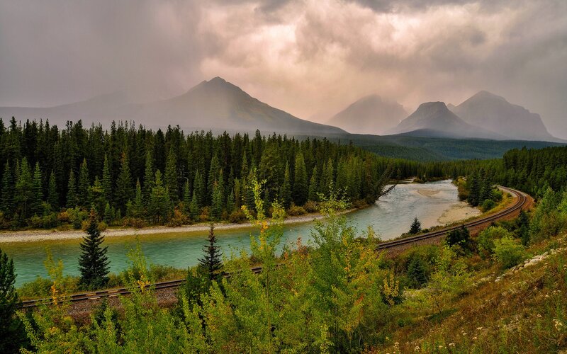 River and Train Tracks — Green