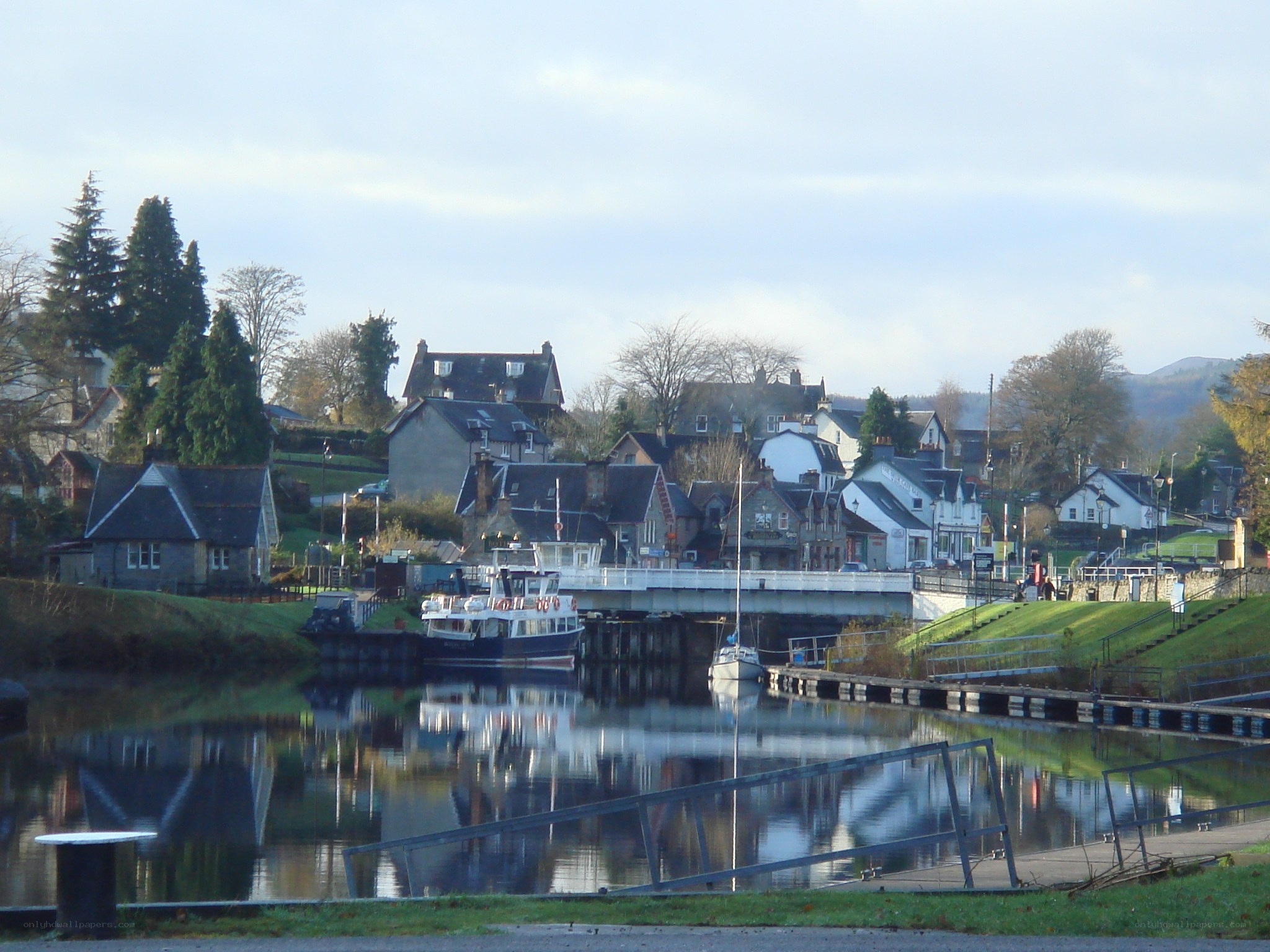 River and village scene