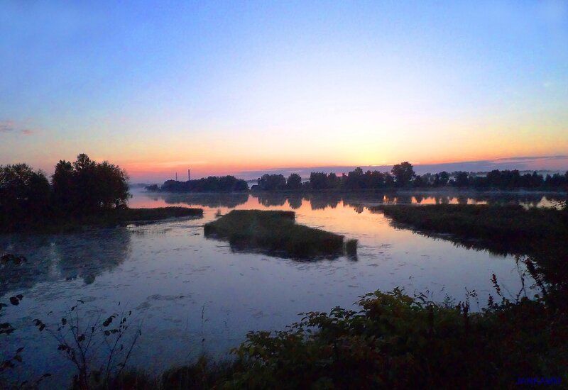 River at Dawn — Blue, Serene, Photograph