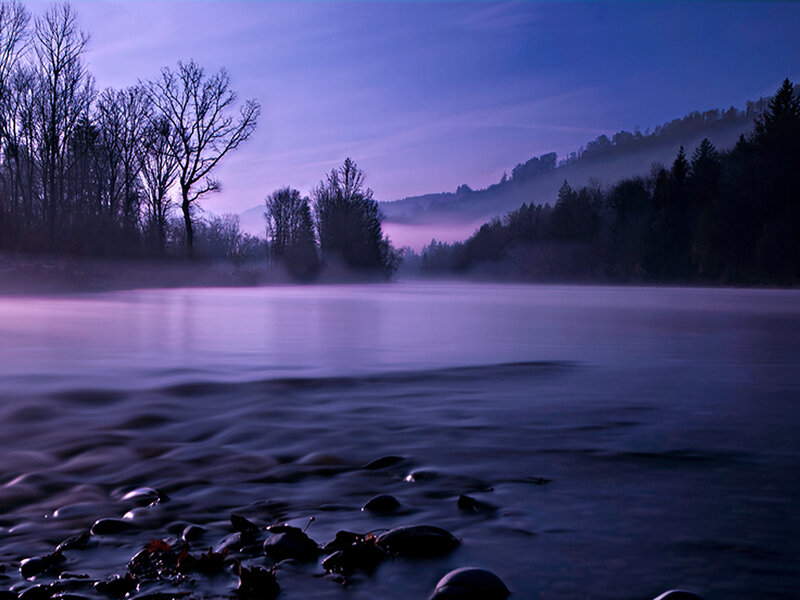 River at Dawn — Purple