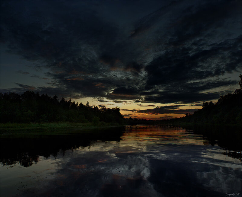 River at Dusk — Dark Blue