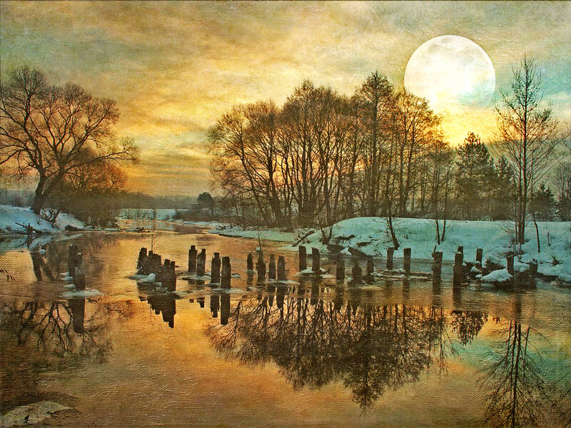 River at Dusk — Gold, Serene