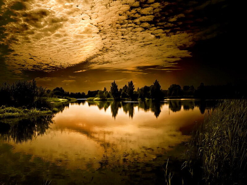River at Dusk — Gold