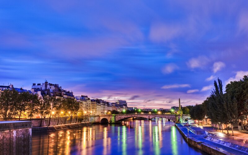 River at Dusk in Paris — Blue