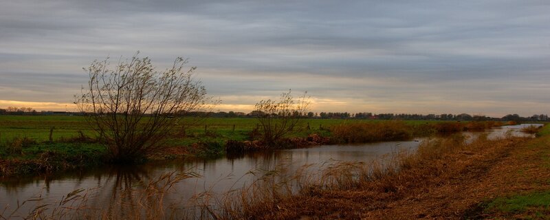 River at dusk in the countryside