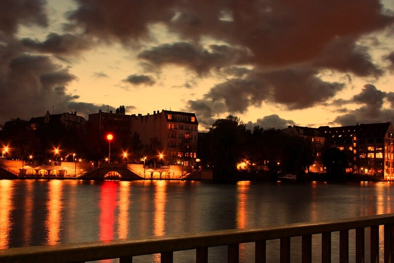 River at Dusk — Orange, Dramatic