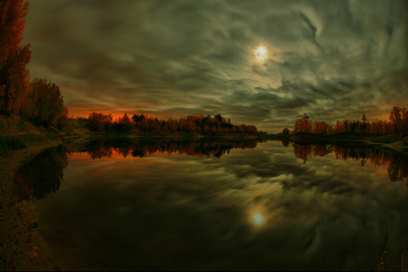 River at Dusk — Orange