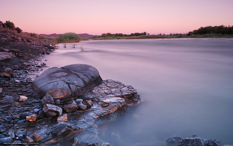 River at Dusk — Pink, Serene