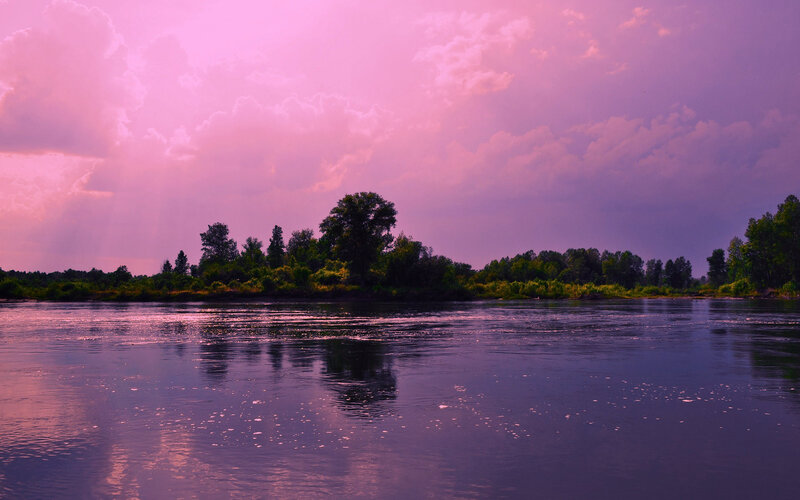 River at Dusk — Purple, Dramatic