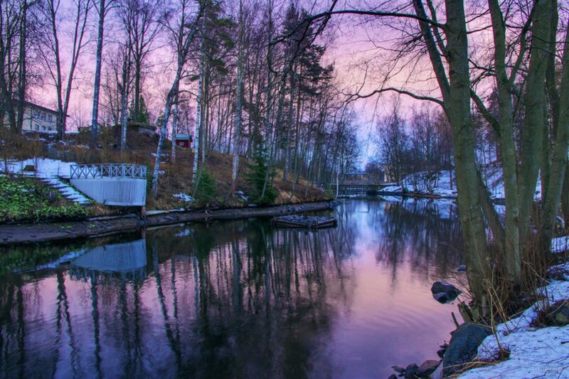 River at Dusk — Purple, Serene, Winter