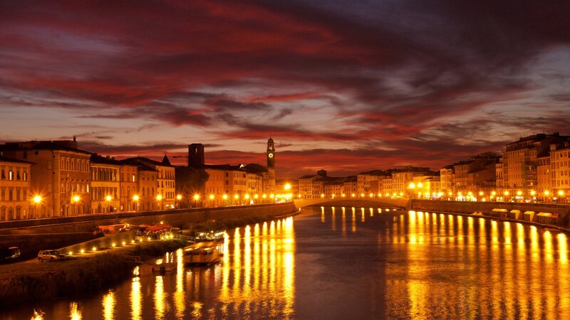 River at Dusk — Red