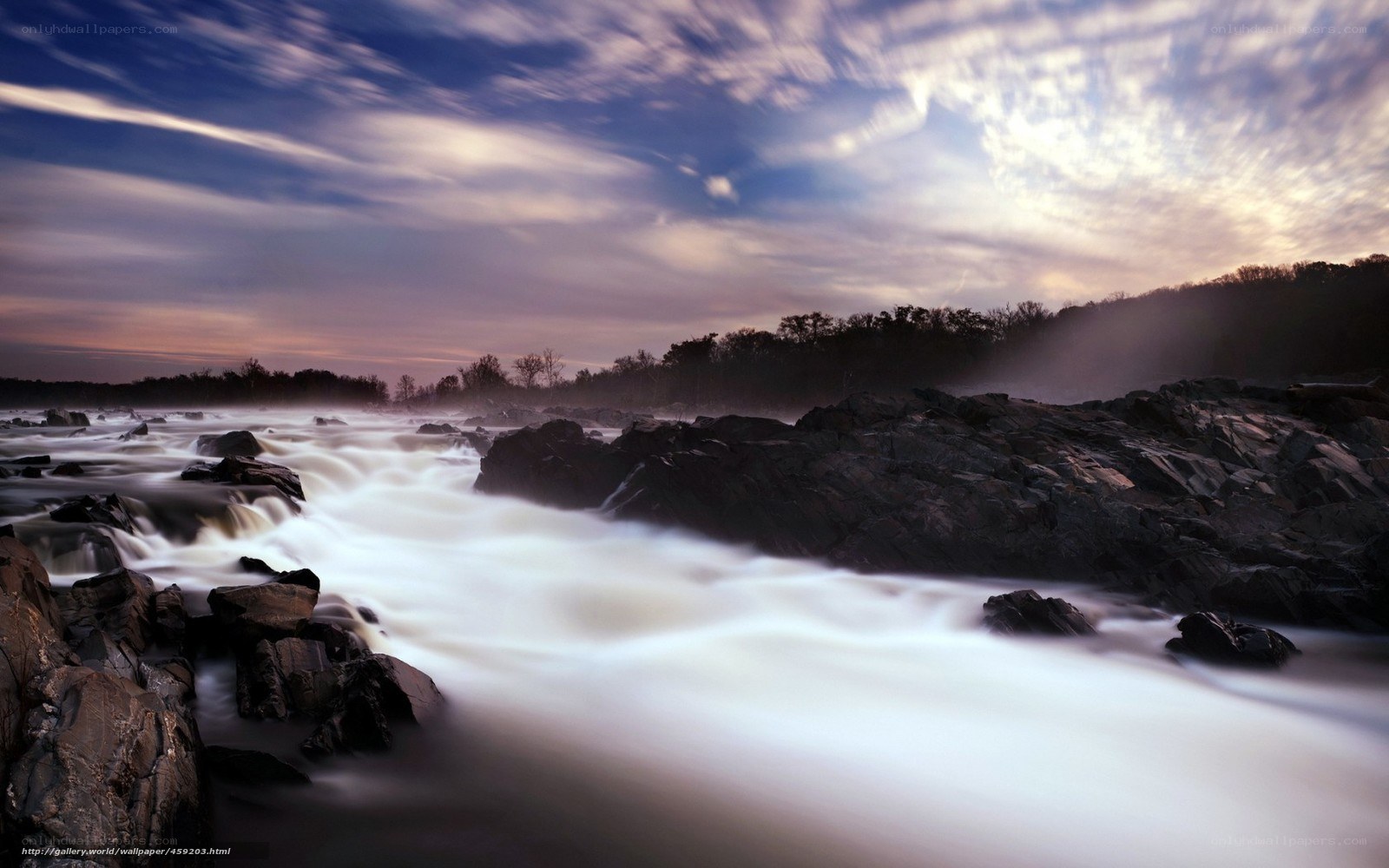 River at dusk with flowing water