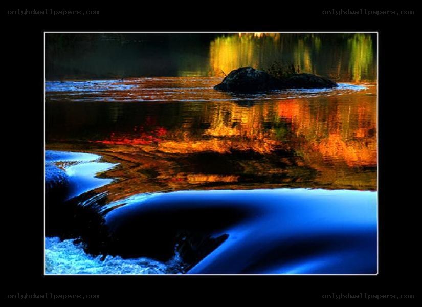 River at dusk with vibrant reflections