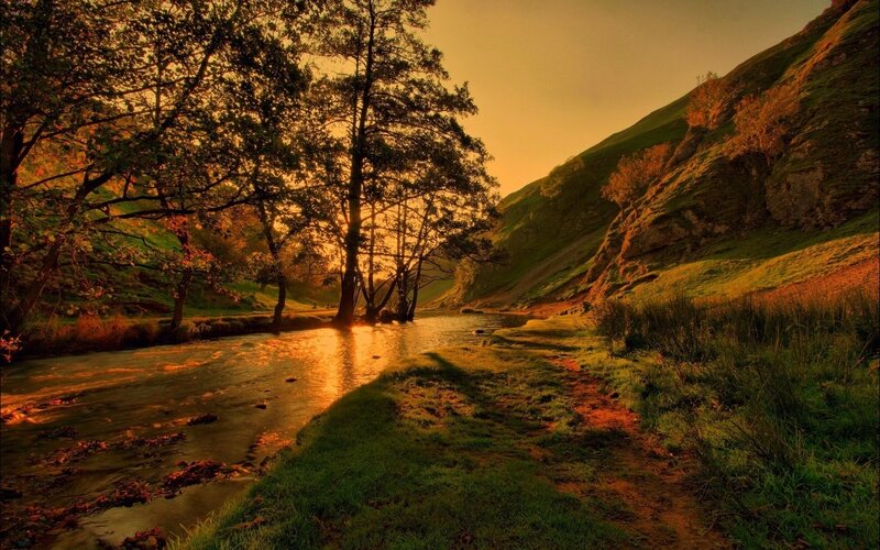 River at golden hour sunset