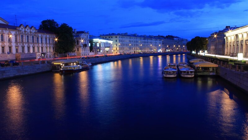 River at Night — Blue, Calm, Photograph