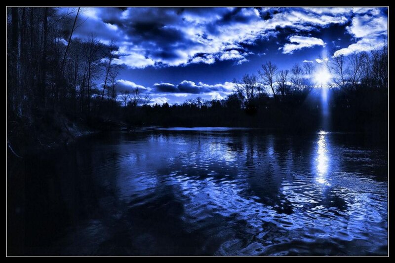 River at Night — Blue, Dramatic