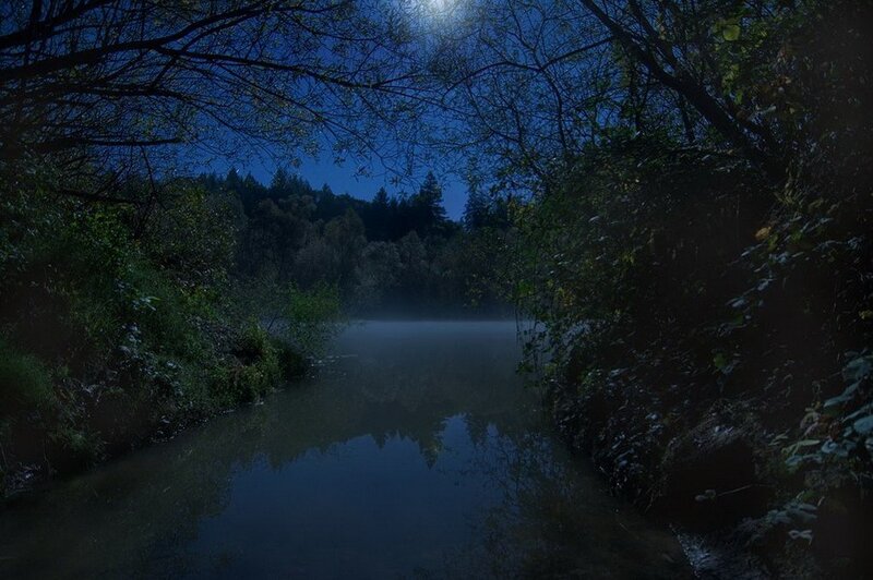 River at Night — Blue, Serene