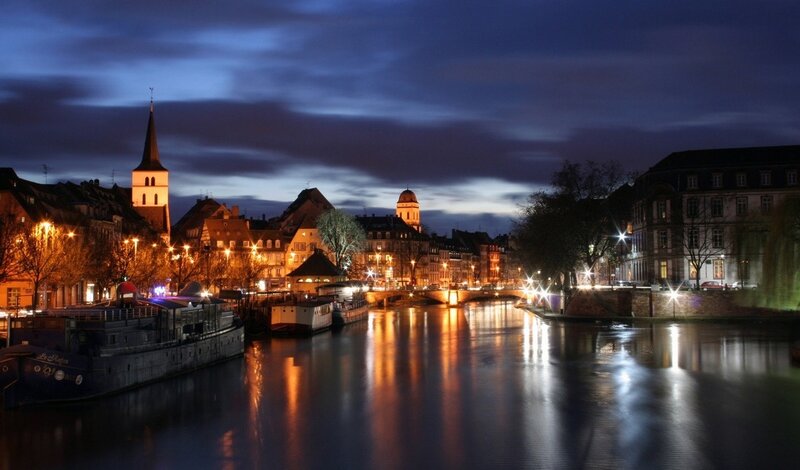 River at Night in City