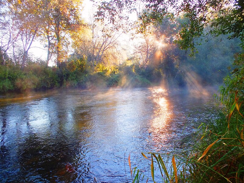 River at Sunrise — Blue, Serene, Morning