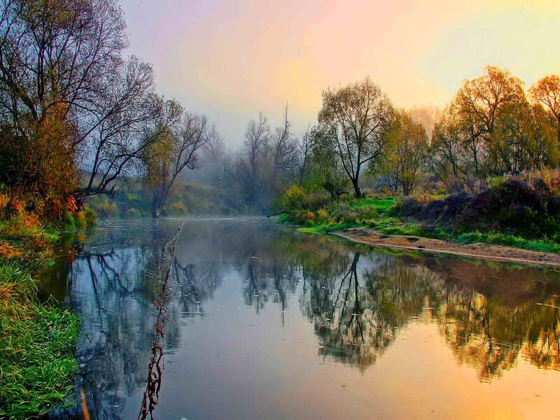 River at Sunrise — Green