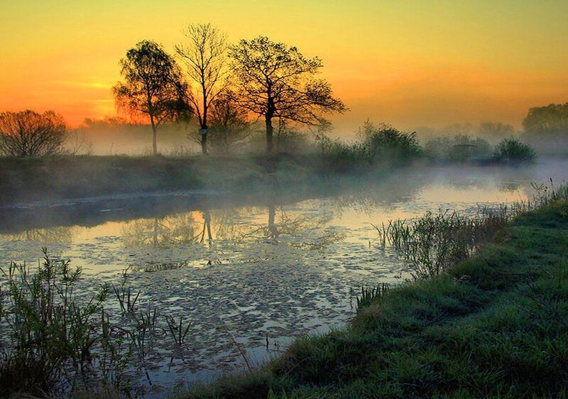 River at Sunrise — Orange