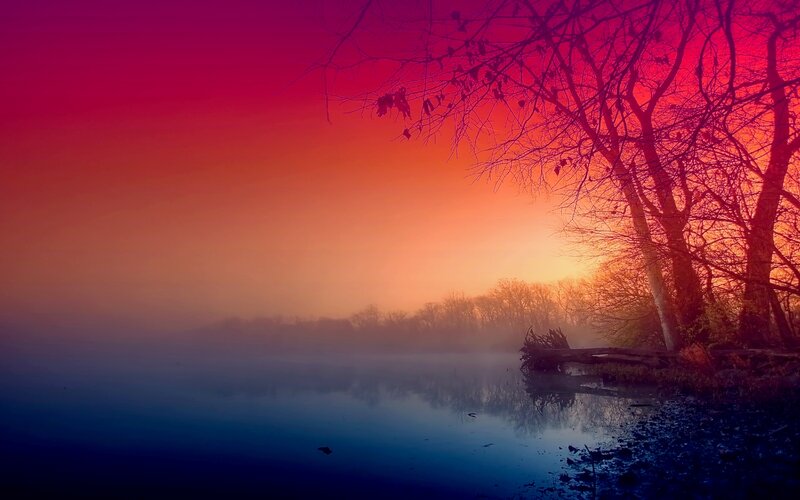 River at Sunrise — Red