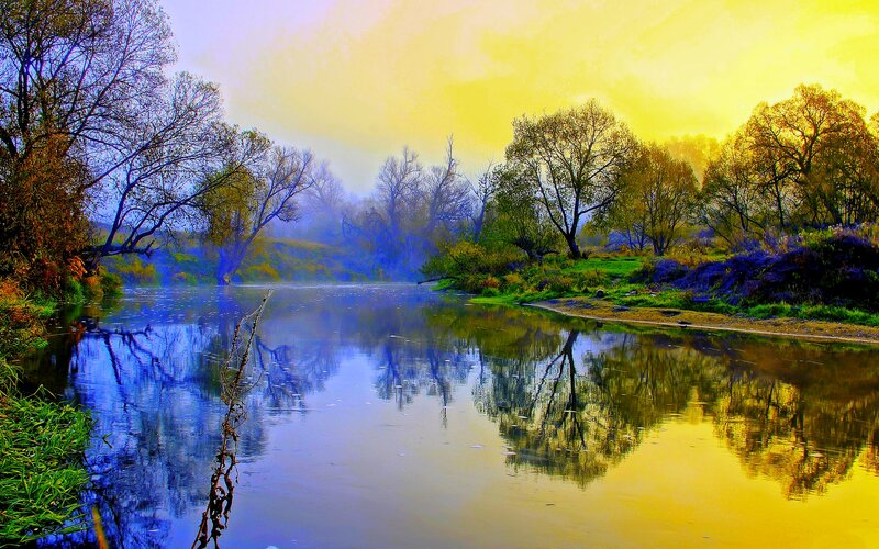 River at Sunrise — Yellow