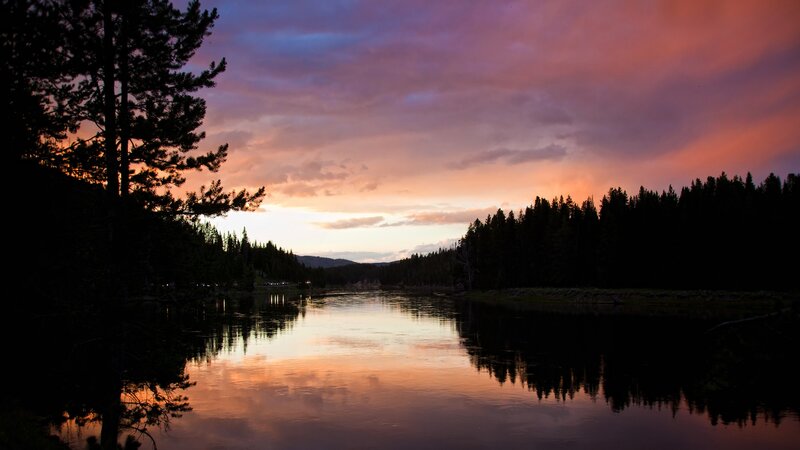 River at Sunset — Black