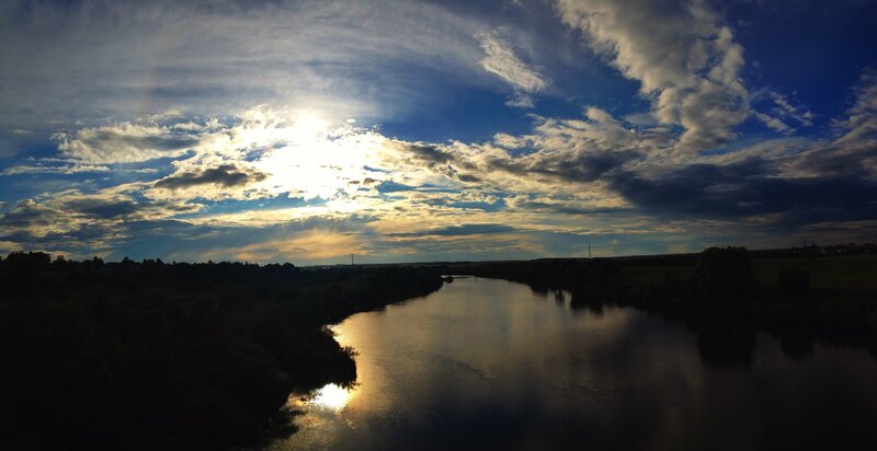 River at Sunset — Blue, Dramatic, Photograph, Sky, Clouds