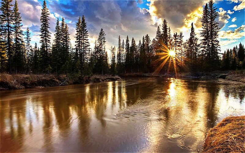 River at Sunset — Blue, Dramatic, Photograph