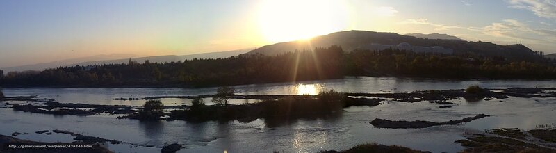 River at Sunset — Blue, Serene, Photograph, Mountain