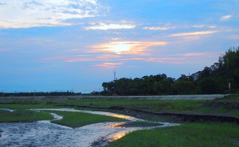 River at Sunset — Blue, Serene, Photograph, Sky