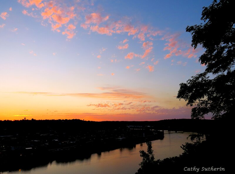 River at Sunset — Blue, Serene, Photograph, Sky, Trees